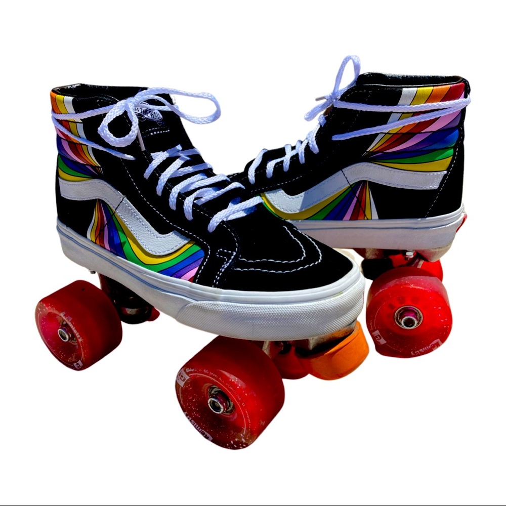 Custom Upcycled Vans Sk8 Hi Roller Skates Handmade Womens Size 6